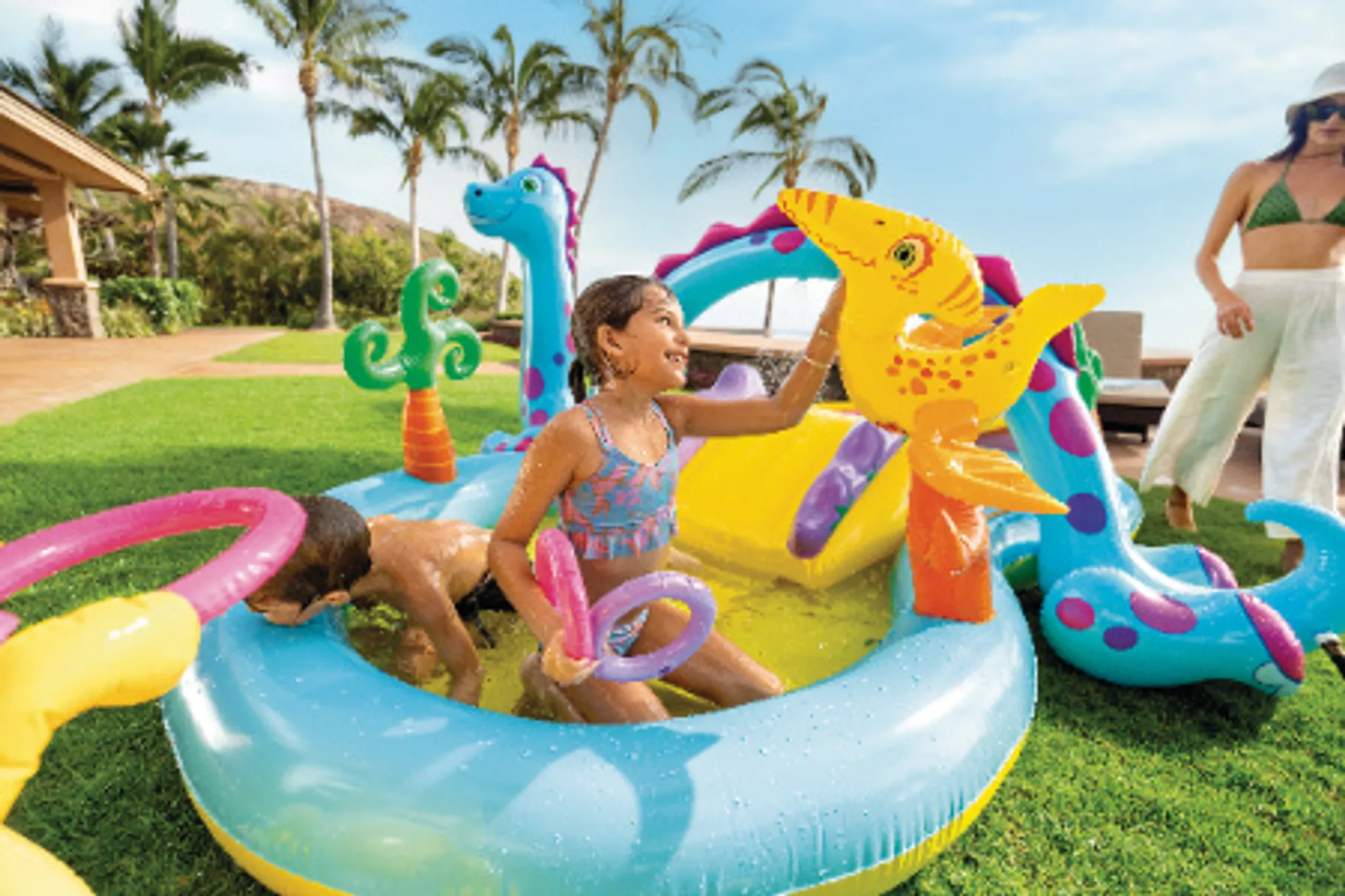 Centru de Joacă Multifunctional pentru Interior sau Exterior tip Piscină Dinozaur Park - Dinoland Play Center 302 x 229 x 112 cm + Pompa Intex Manuala [23]