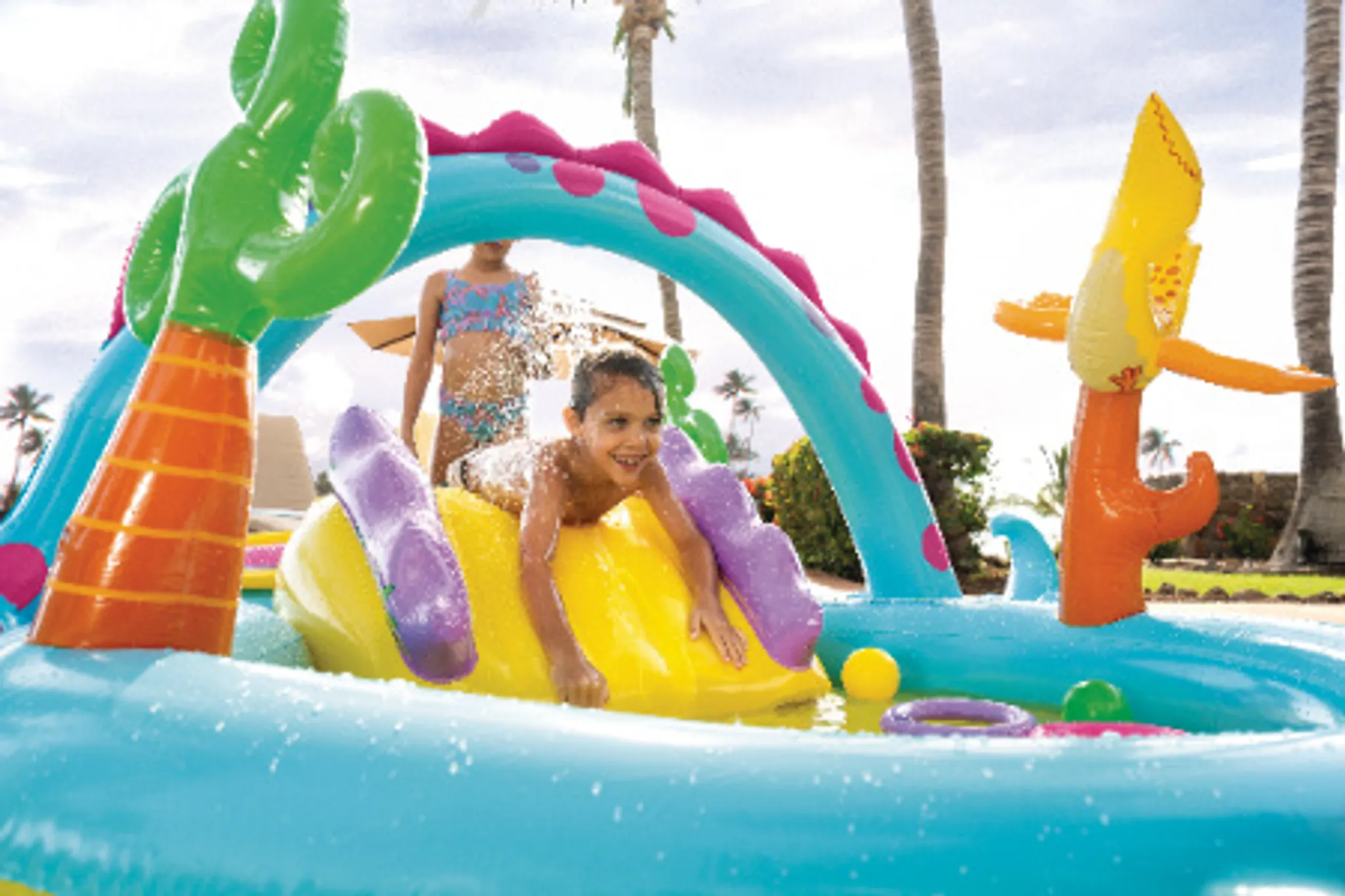 Centru de Joacă Multifunctional pentru Interior sau Exterior tip Piscină Dinozaur Park - Dinoland Play Center 302 x 229 x 112 cm + Pompa Intex Manuala [8]