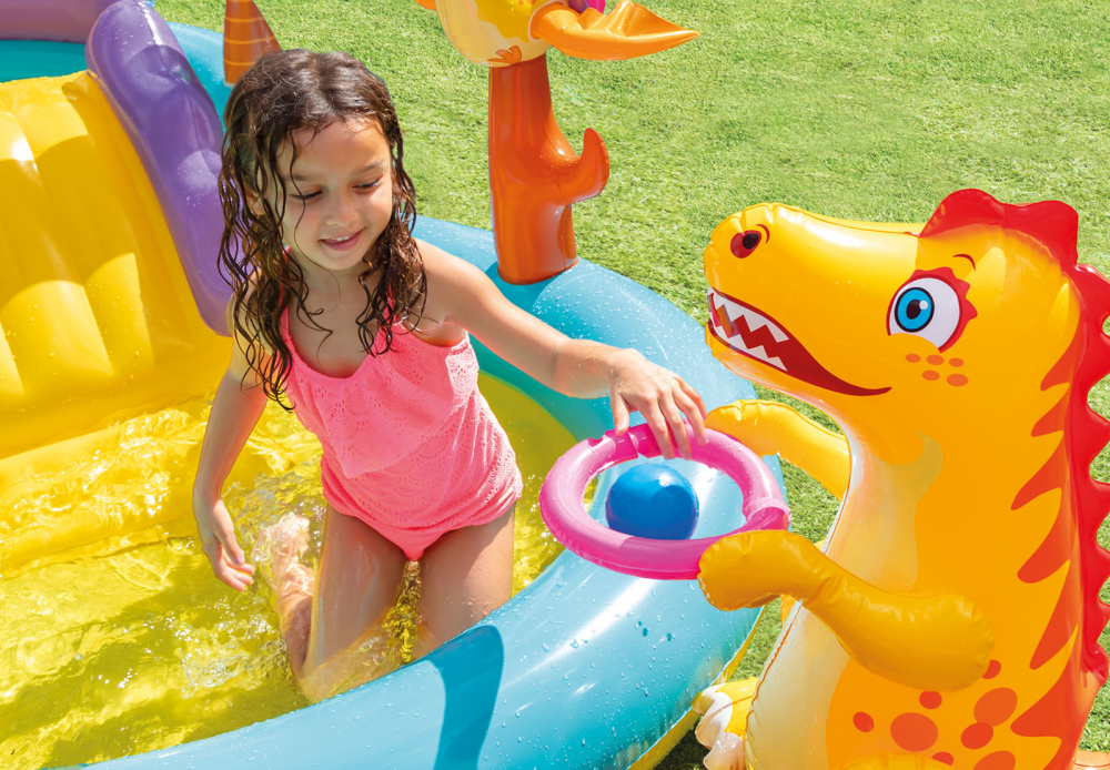 Centru de Joacă Multifunctional pentru Interior sau Exterior tip Piscină Dinozaur Park - Dinoland Play Center 302 x 229 x 112 cm + Pompa Intex Manuala [9]