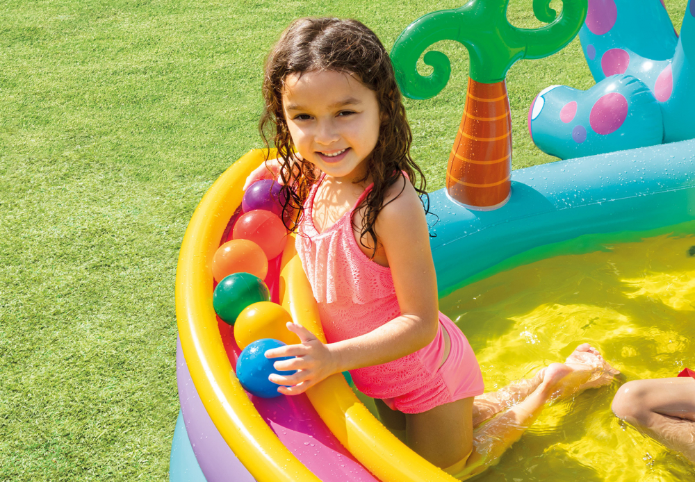 Centru de Joacă Multifunctional pentru Interior sau Exterior tip Piscină Dinozaur Park - Dinoland Play Center 302 x 229 x 112 cm + Pompa Intex Manuala [10]