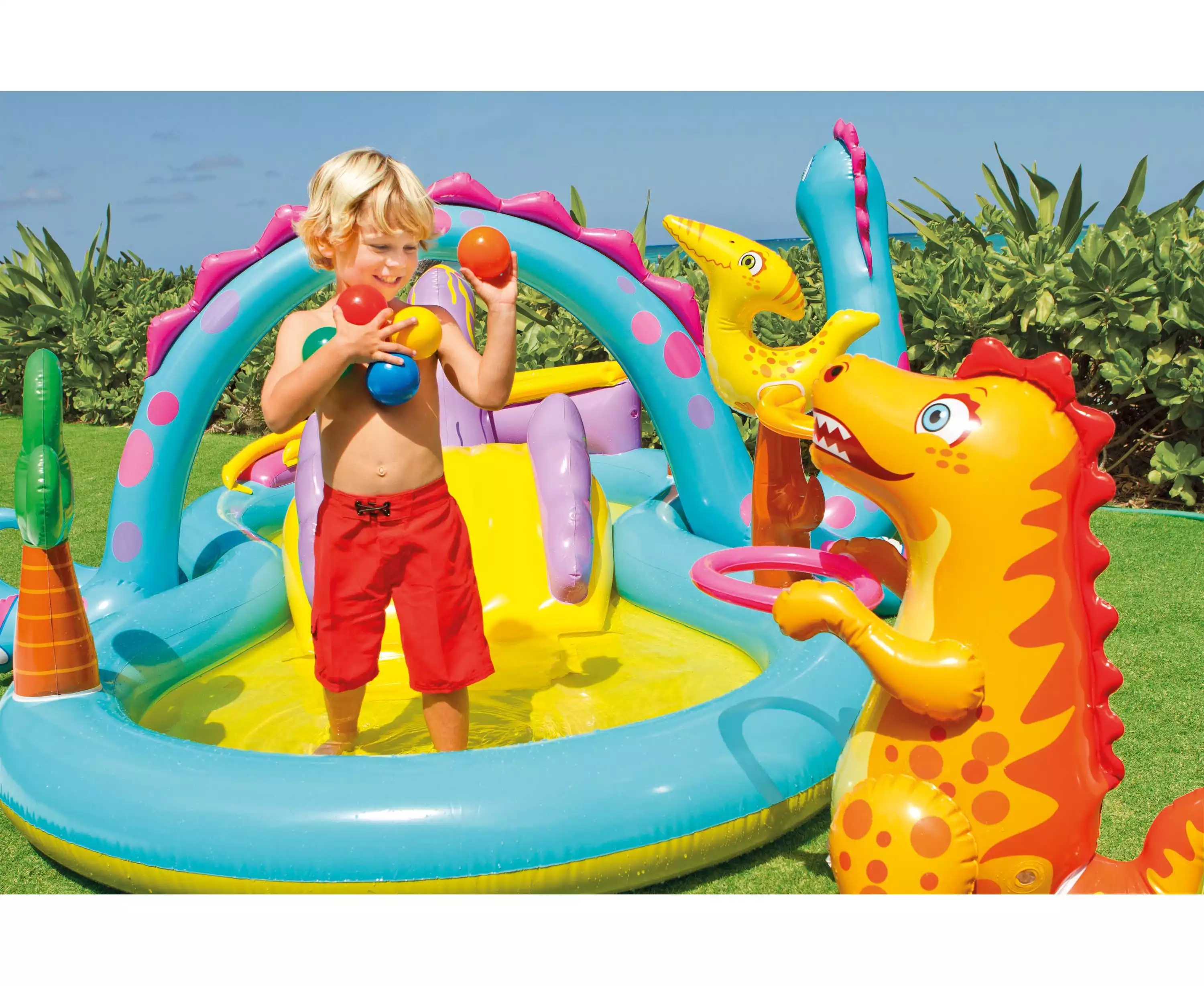 Centru de Joacă Multifunctional pentru Interior sau Exterior tip Piscină Dinozaur Park - Dinoland Play Center 302 x 229 x 112 cm + Pompa Intex Manuala [3]