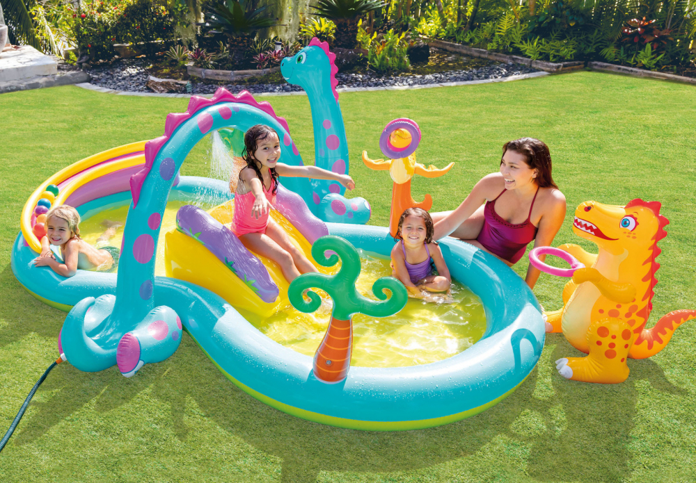 Centru de Joacă Multifunctional pentru Interior sau Exterior tip Piscină Dinozaur Park - Dinoland Play Center 302 x 229 x 112 cm + Pompa Intex Manuala [4]