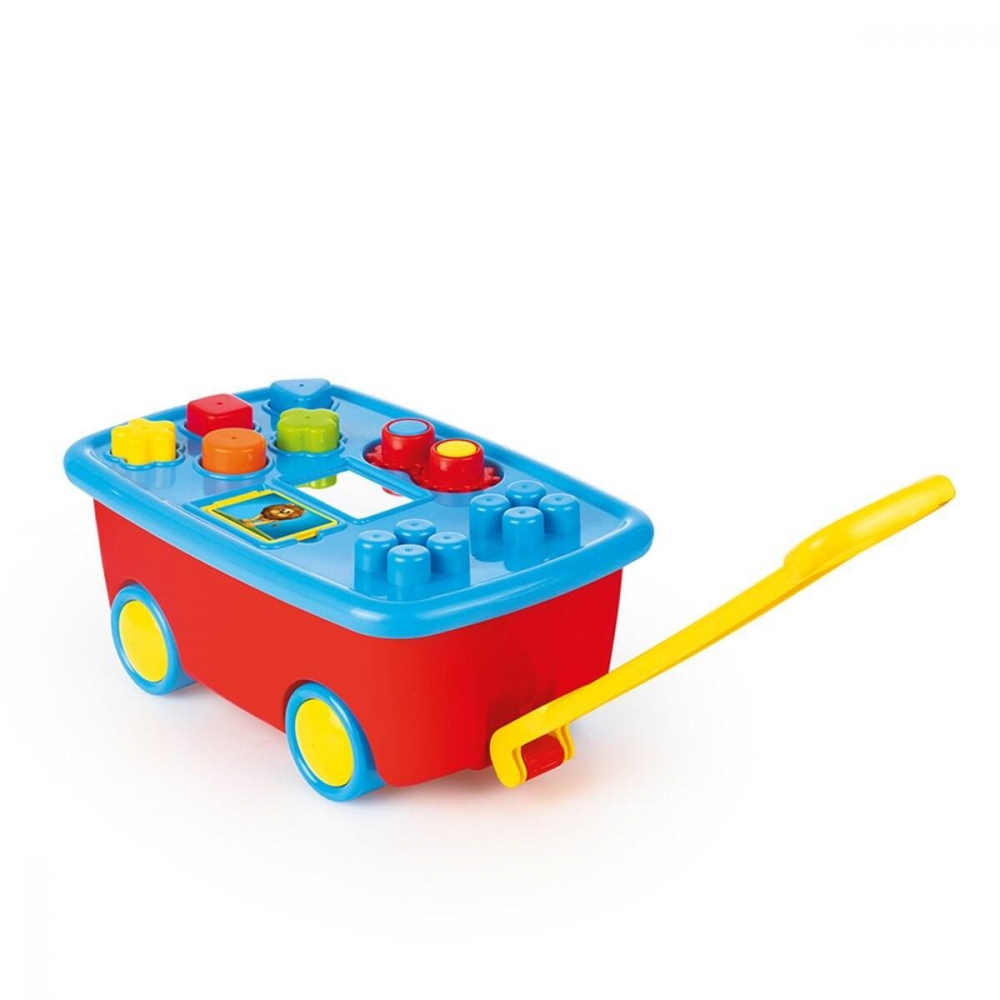 Centru Mobil Educational cu Activitati Constructive pentru Bebelusi - My First Jumbo Blocks Trolley , Multicolor [7]