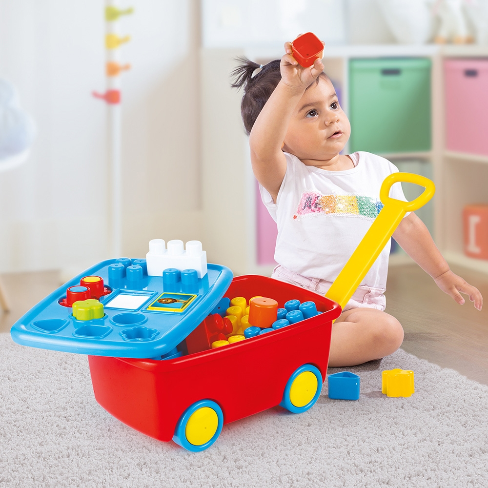 Centru Mobil Educational cu Activitati Constructive pentru Bebelusi - My First Jumbo Blocks Trolley , Multicolor [3]