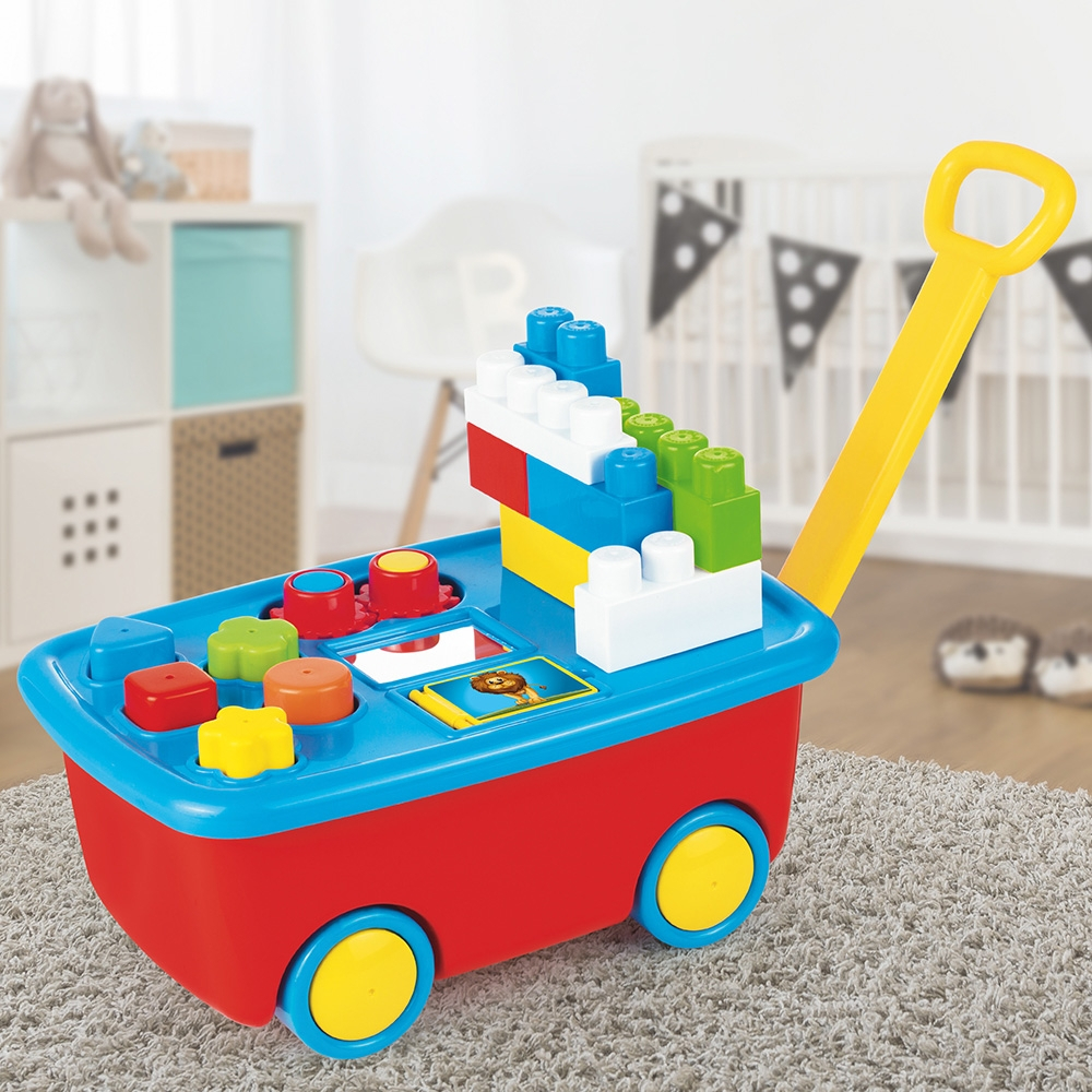 Centru Mobil Educational cu Activitati Constructive pentru Bebelusi - My First Jumbo Blocks Trolley , Multicolor [2]