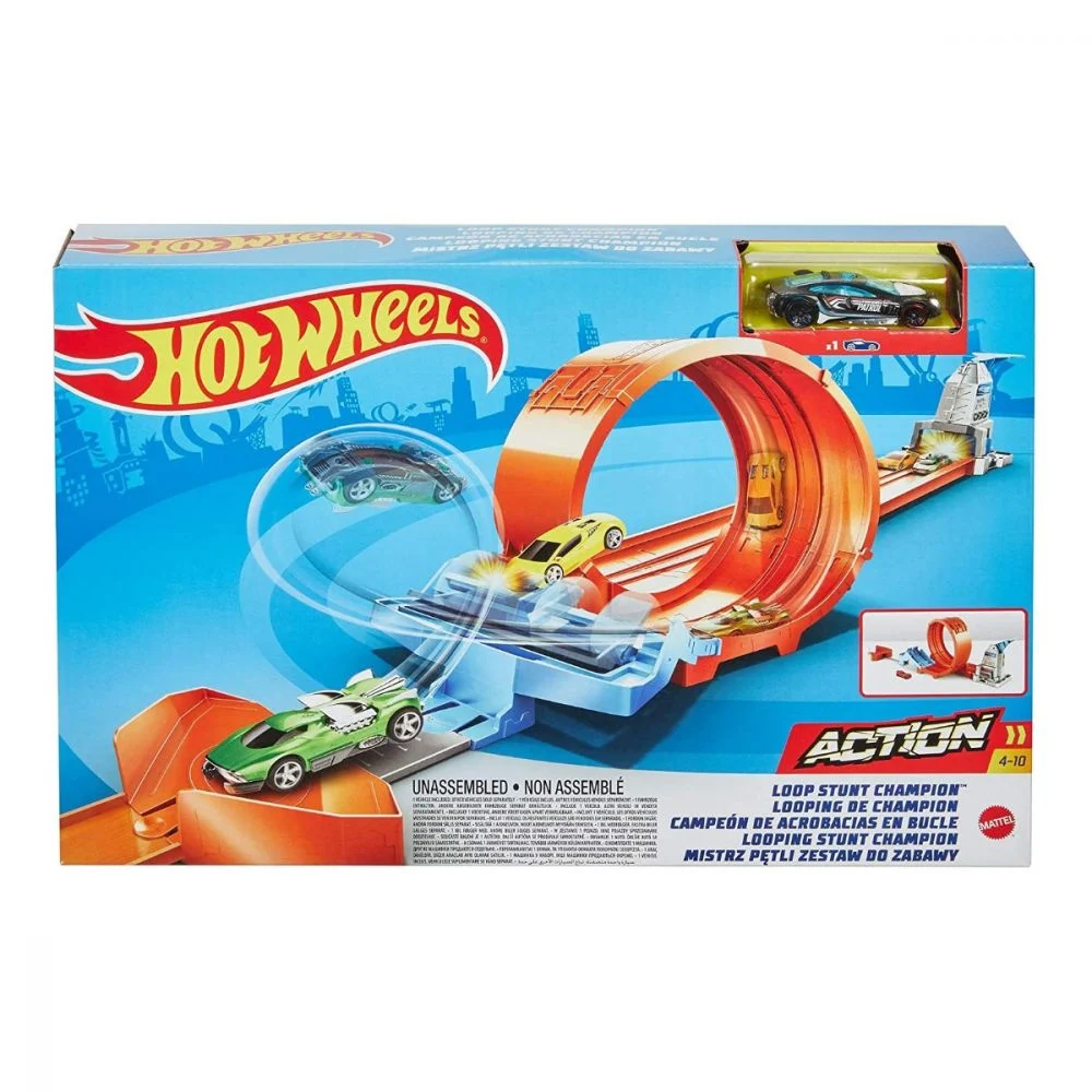Circuit cu obstacole  Hot Wheels Action - Pista cu Lansator  si Masinuta Hot Wheels, Loop Stunt Champion GTV13 [5]