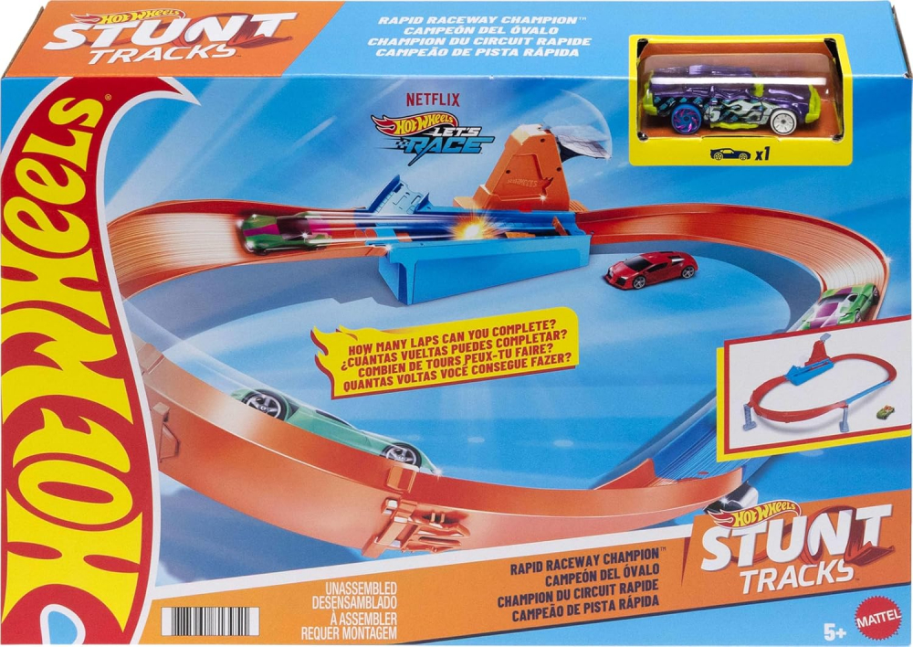 Circuit de Drift de Mare Viteza - Lansator Track Builder Dragstrip Hot Wheels, Rapid Raceway Champion GJM75 [5]