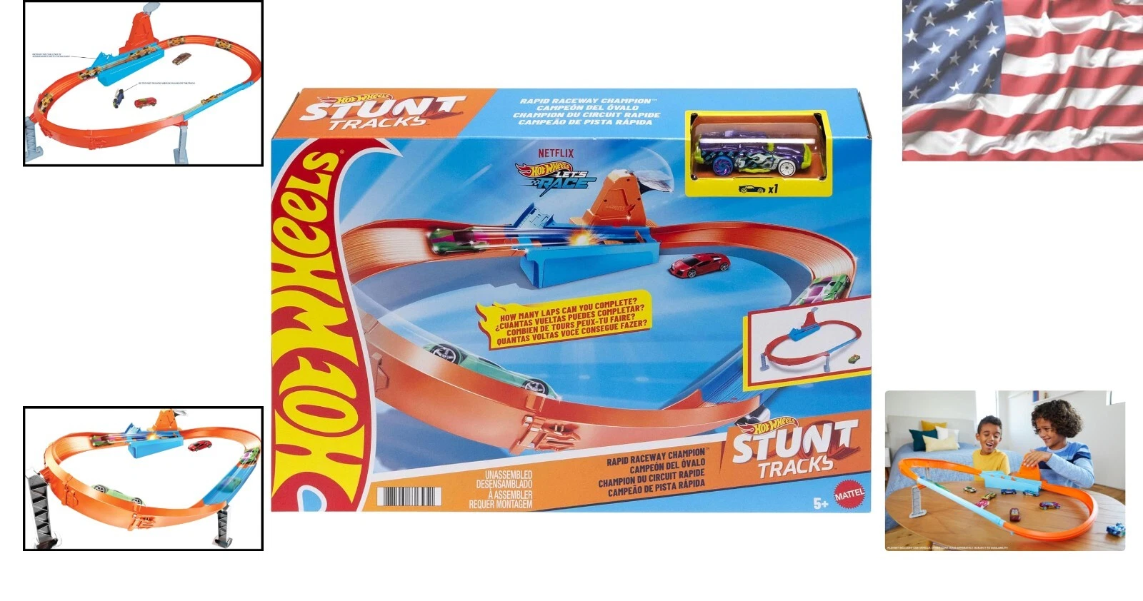 Circuit de Drift de Mare Viteza - Lansator Track Builder Dragstrip Hot Wheels, Rapid Raceway Champion GJM75 [2]