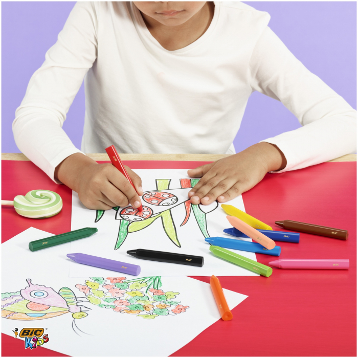 Creioane cerate BIC Kids Plastidecor Triangle, diverse culori, 12 buc/set [4]