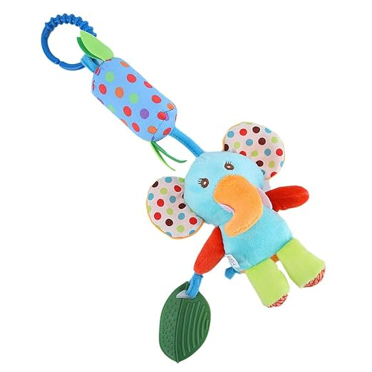 Elefantel Moale de Plus pentru Bebelusi cu Sunete si Accesorii pentru Dentitie ,, Dear Friends'' Inel de Agatare pentru Patut , Carucior sau Tricicleta,    3 Luni + [14]