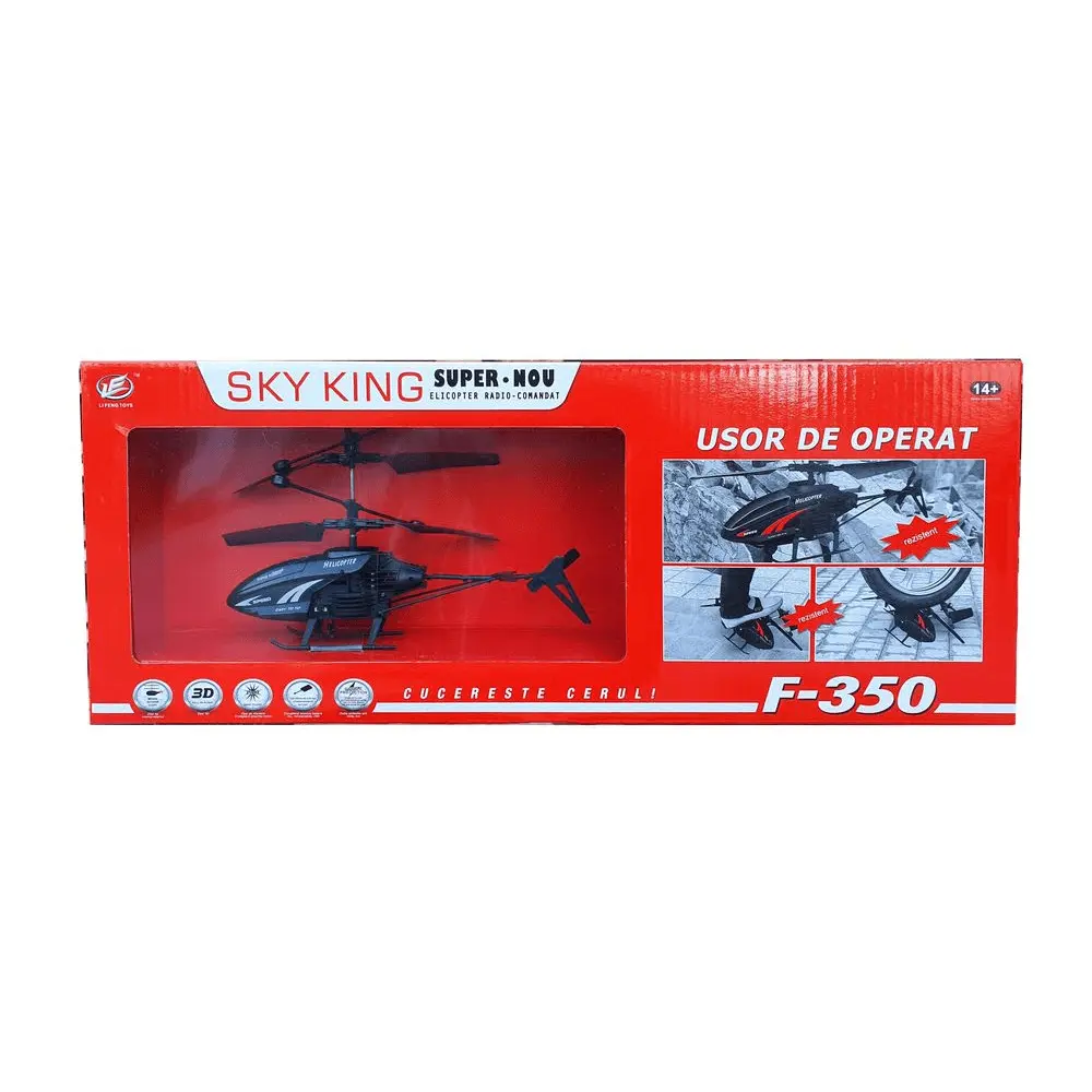 Elicopter F350 Sky King cu Telecomandă 2.4GHz,  Rezistent la Socuri Mecanice,  Interior sau Exterior, Reîncărcabil USB pentru Băieți și Fete [2]
