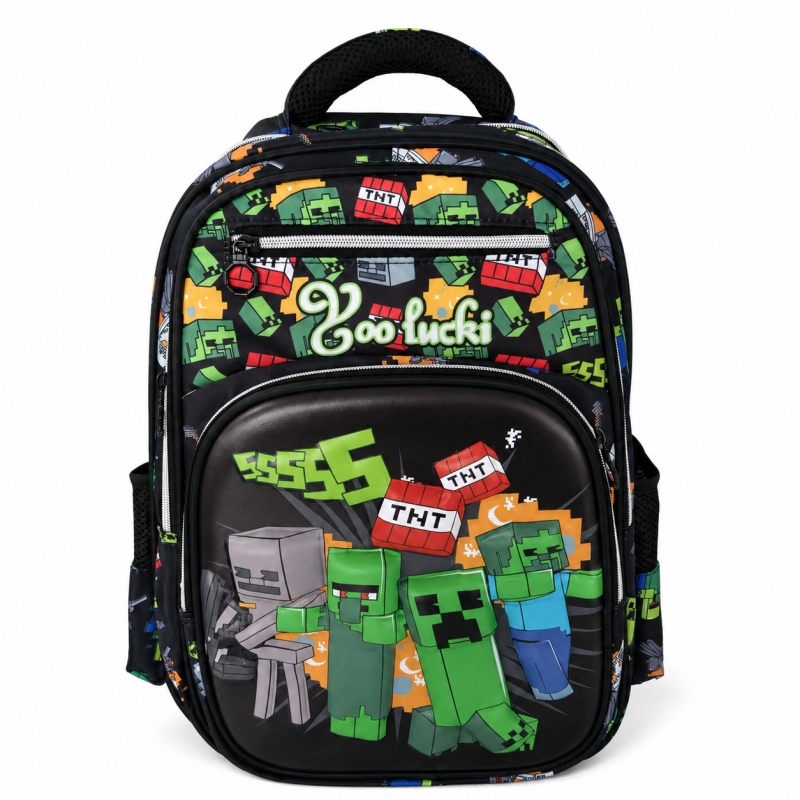 Ghiozdan Scolar Multifunctional  cu Multiple Compartimente -   Model Minecraft [2]