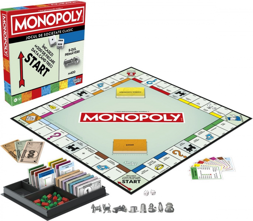 Joc de Societate Monopoly Clasic, Joc de Tranzactii Imobiliare cu Strazile din Bucuresti, Original Hasbro in Limba Romana [2]