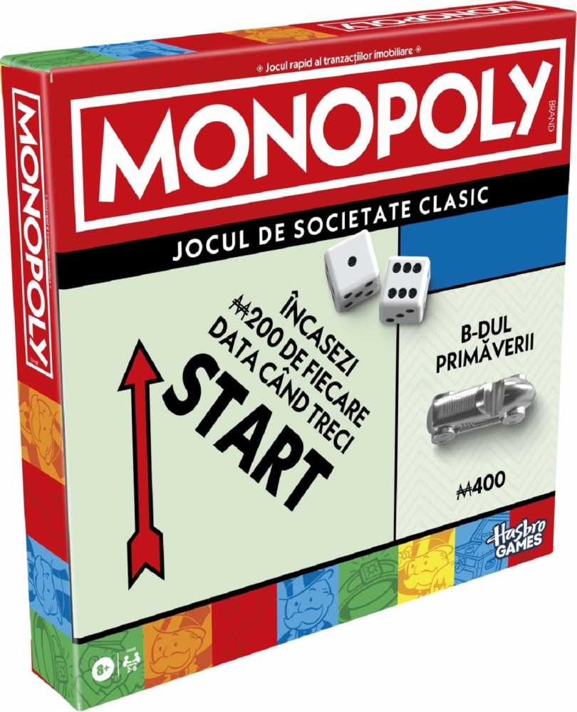 Joc de Societate Monopoly Clasic, Joc de Tranzactii Imobiliare cu Strazile din Bucuresti, Original Hasbro in Limba Romana [5]