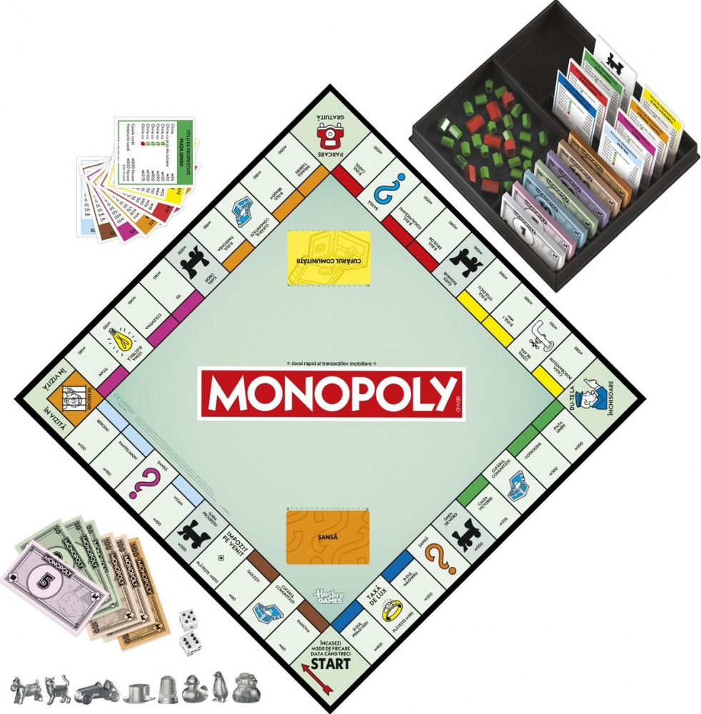Joc de Societate Monopoly Clasic, Joc de Tranzactii Imobiliare cu Strazile din Bucuresti, Original Hasbro in Limba Romana [2]