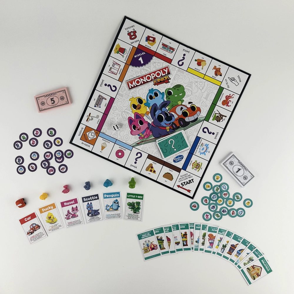 Joc de Societate Monopoly Junior 2in1,  Tabla de Joc cu 2 Fete - Discovery Hasbro in Limba Romana [4]