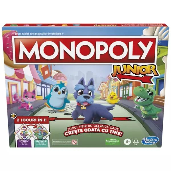 Joc de Societate Monopoly Junior 2in1,  Tabla de Joc cu 2 Fete - Discovery Hasbro in Limba Romana [2]
