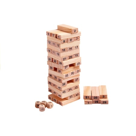 Joc Jenga Malipen 54 de piese din lemn cu zaruri [3]