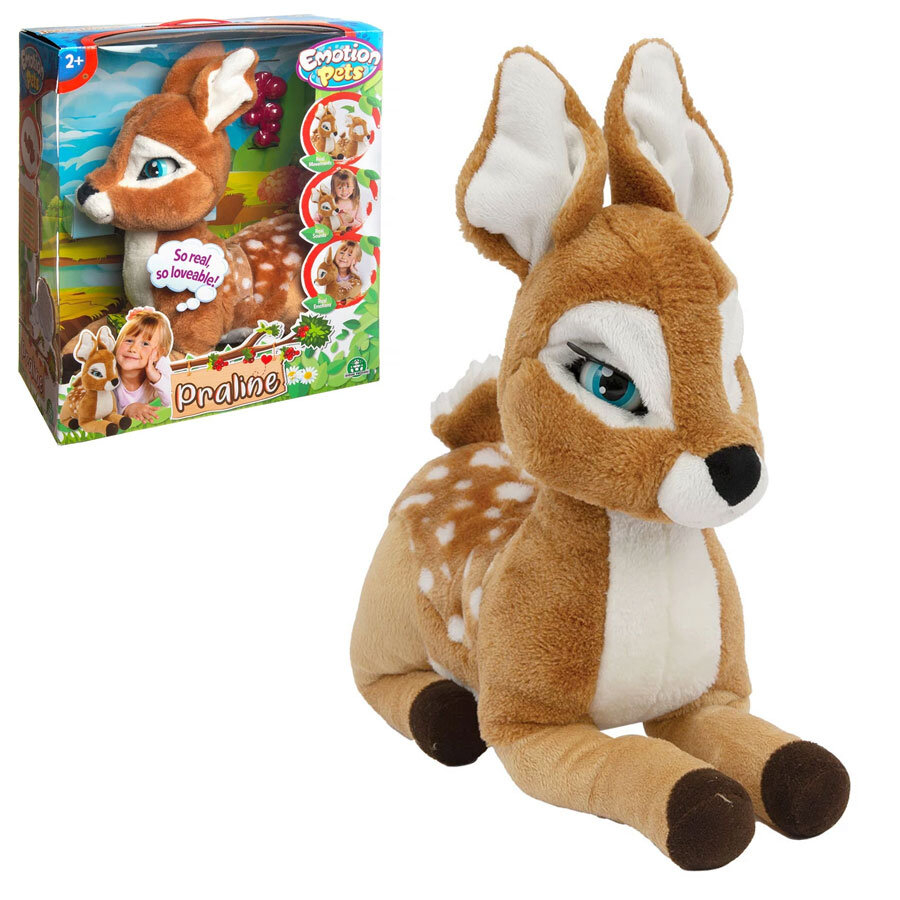 Jucarie de Plus Interactiva cu 6 Functii diferite de Actiune , Emotion Pets Praline Giochi Preziosi , 30 CM [1]