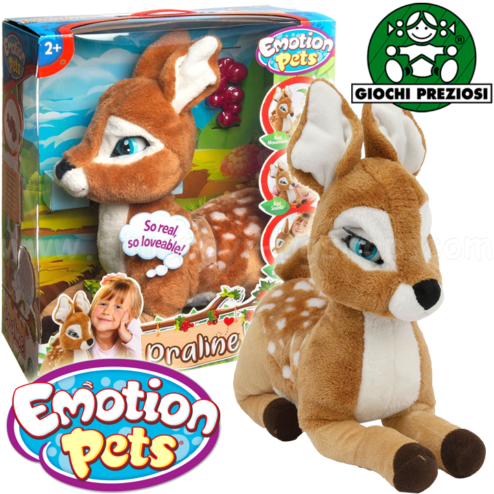Jucarie de Plus Interactiva cu 6 Functii diferite de Actiune , Emotion Pets Praline Giochi Preziosi , 30 CM [2]