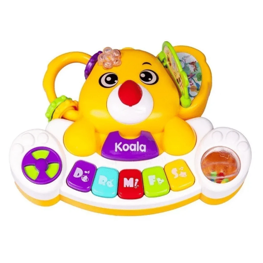 Jucarie Interactiva 4 in 1 pentru Bebelusi, Koala Muzical kIDS, Efecte Sonore si Luminoase, Pian si Diferite Activitati, Galben [1]