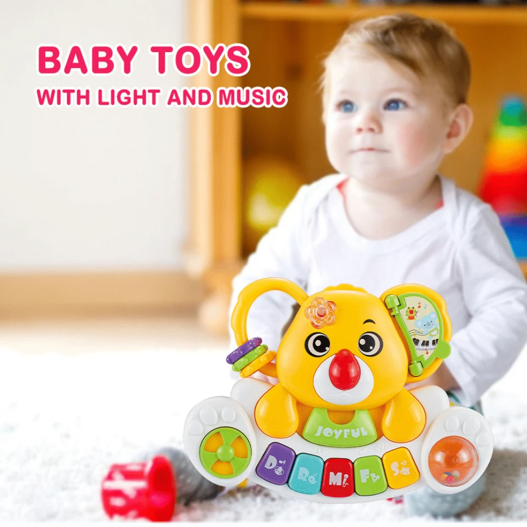 Jucarie Interactiva 4 in 1 pentru Bebelusi, Koala Muzical kIDS, Efecte Sonore si Luminoase, Pian si Diferite Activitati, Galben [2]