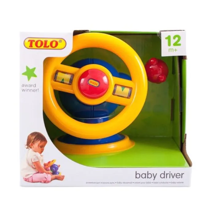 Jucarie Interactiva Bebelusi  – Volan Baby Driver cu Sunete si Ventuza pentru prinderea pe Scaunul sau Bord-ul Masinii, 12 luni+ [2]