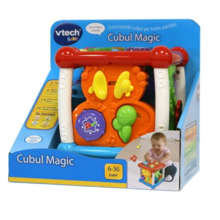 Jucarie Interactiva pentru Bebelusi - Cubul Magic in Limba romana, 6-36 luni, Vtech Invata prin Joaca [2]