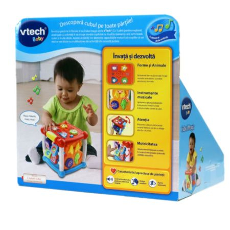 Jucarie Interactiva pentru Bebelusi - Cubul Magic in Limba romana, 6-36 luni, Vtech Invata prin Joaca [3]