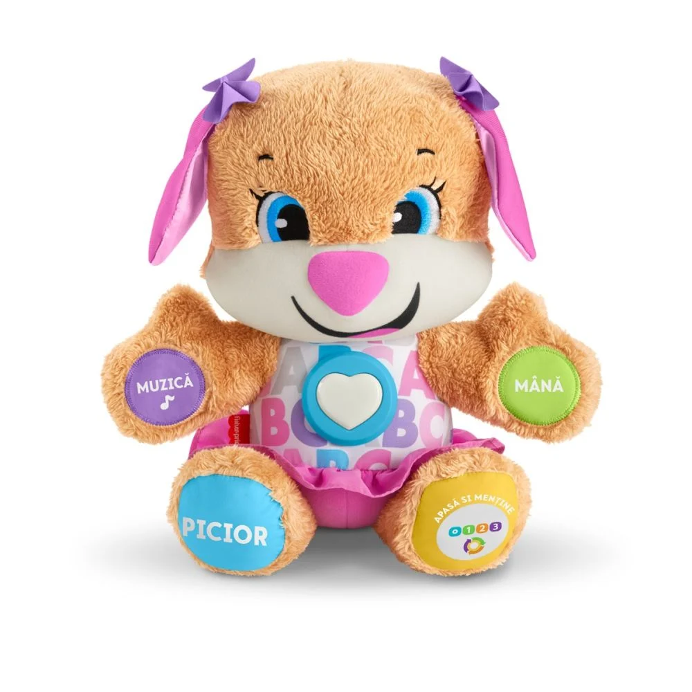 Jucarie interactiva Fisher Price, Catelusa Vorbitoare SIS - Include Tehnologia,, Etape de Dezvoltare'' 75 de Cantece, Sunete, Melodii si Fraze. Alfabetul in Limba Romana [8]