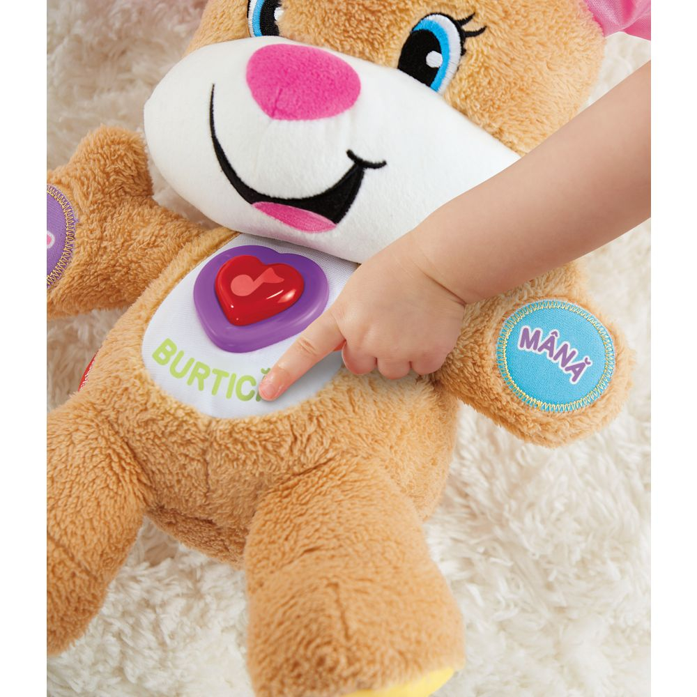 Jucarie interactiva Fisher Price, Catelusa Vorbitoare SIS - Include Tehnologia,, Etape de Dezvoltare'' 75 de Cantece, Sunete, Melodii si Fraze. Alfabetul in Limba Romana [11]