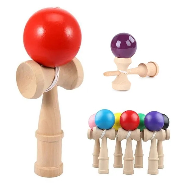 Jucarie Interactiva Kendama X Profesionala din Lemn, Rubber Grip, 18 CM , Diverse Culori [2]