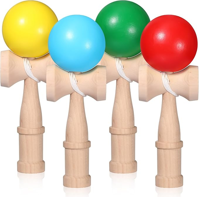 Jucarie Interactiva Kendama X Profesionala din Lemn, Rubber Grip, 18 CM , Diverse Culori [1]