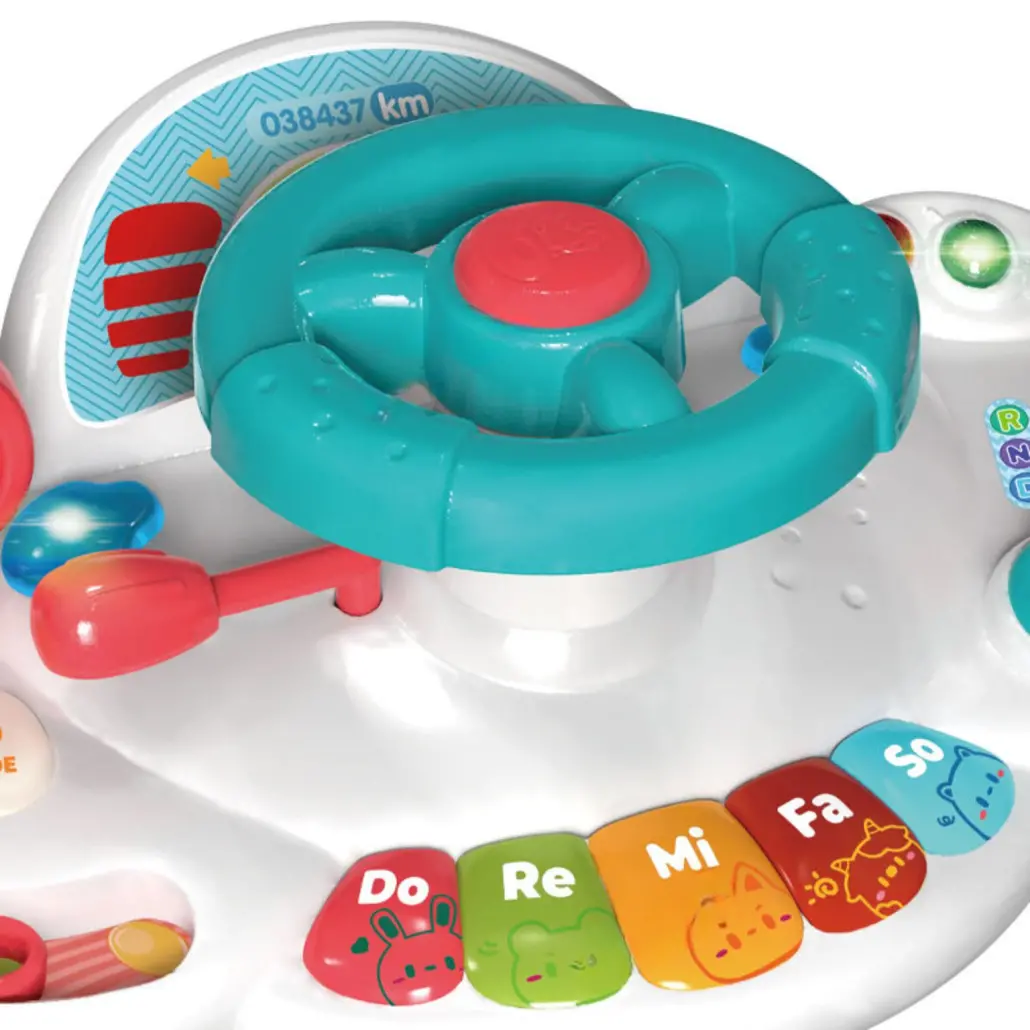 Jucarie Interactiva pentru Bebelusi, Volan cu Activitati, Lumini si Sunete, Functii Multiple, Margini Rotunjite - Game Steering Wheel 18+ [3]