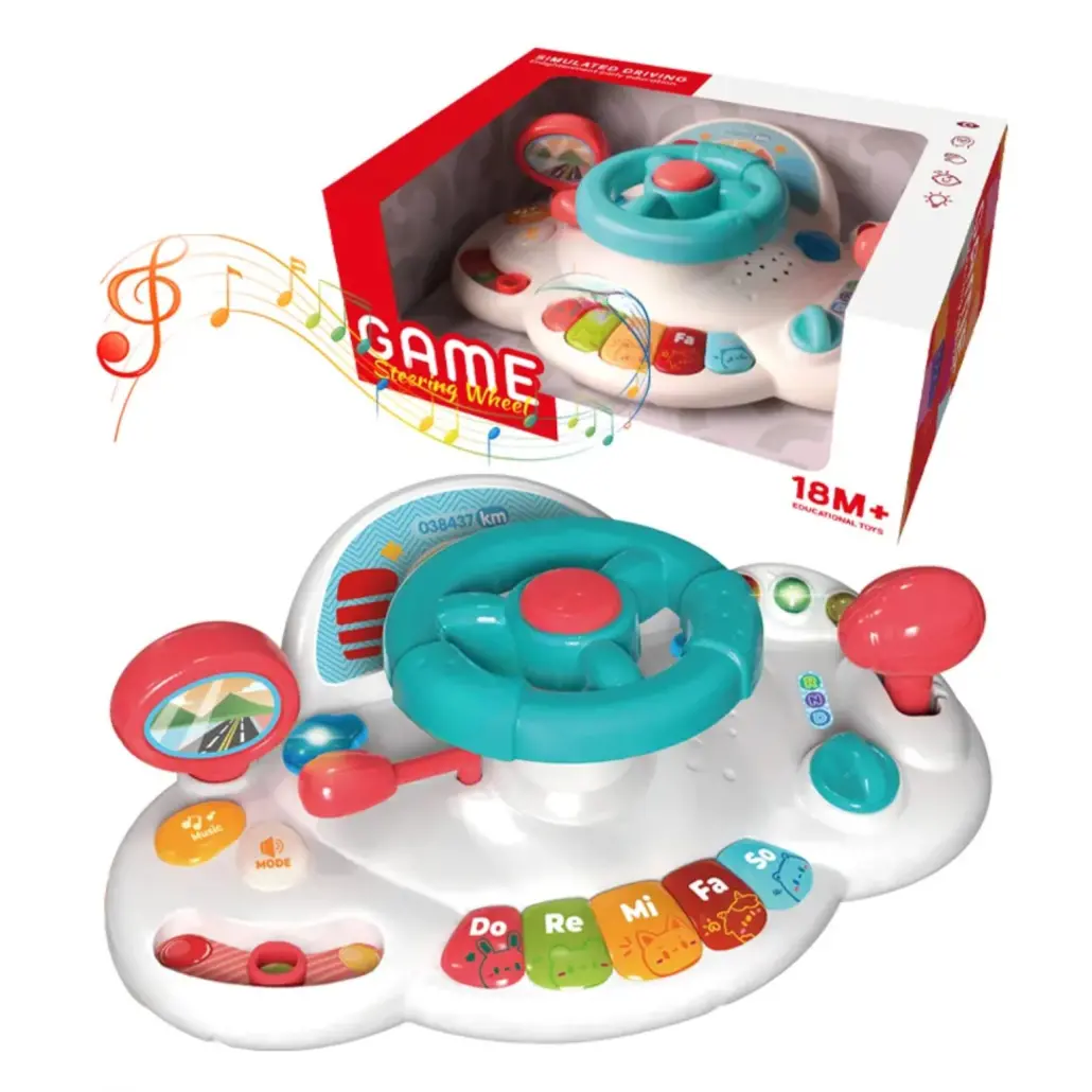 Jucarie Interactiva pentru Bebelusi, Volan cu Activitati, Lumini si Sunete, Functii Multiple, Margini Rotunjite - Game Steering Wheel 18+ [2]