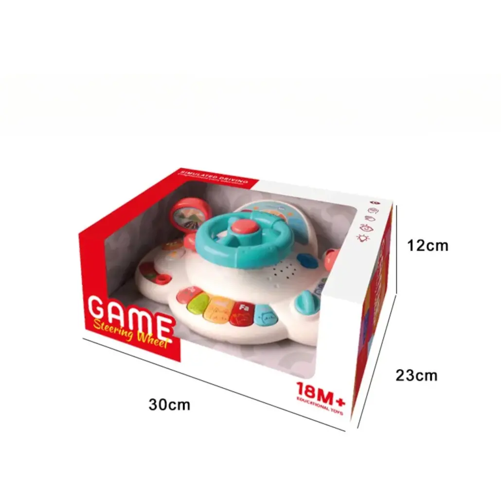Jucarie Interactiva pentru Bebelusi, Volan cu Activitati, Lumini si Sunete, Functii Multiple, Margini Rotunjite - Game Steering Wheel 18+ [10]
