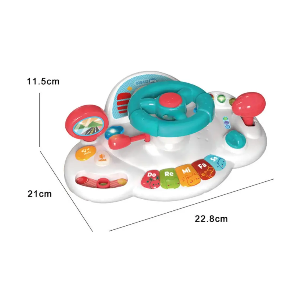 Jucarie Interactiva pentru Bebelusi, Volan cu Activitati, Lumini si Sunete, Functii Multiple, Margini Rotunjite - Game Steering Wheel 18+ [4]