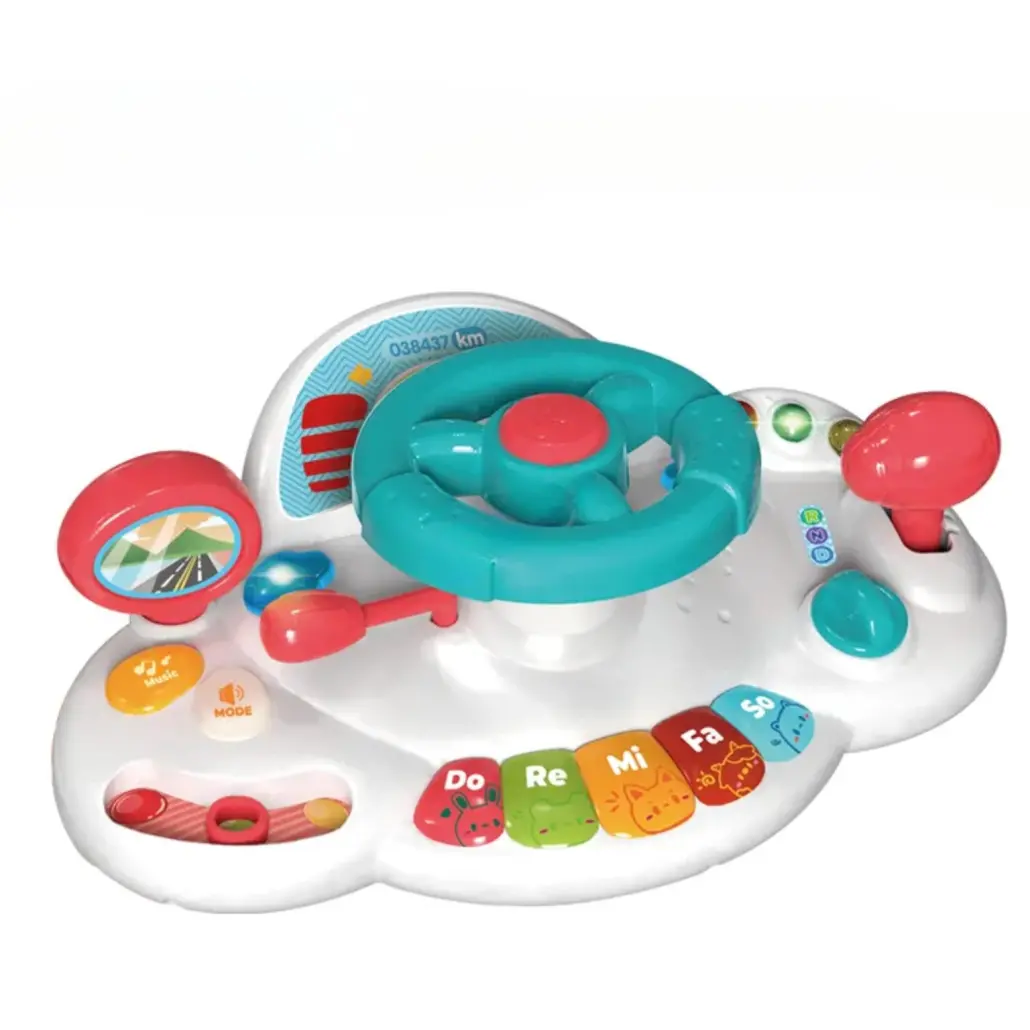 Jucarie Interactiva pentru Bebelusi, Volan cu Activitati, Lumini si Sunete, Functii Multiple, Margini Rotunjite - Game Steering Wheel 18+ [5]