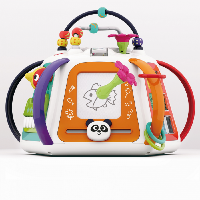 Jucarie Interactiva si Educativa cu Sunete si Lumini pentru Bebelusi - Super Cubul  Magic  - Multiple Activitati , 6 Zone de Joaca, Labirint, Tabla de Colorat, Pian, Sunete de Animale , Multicolor [11]