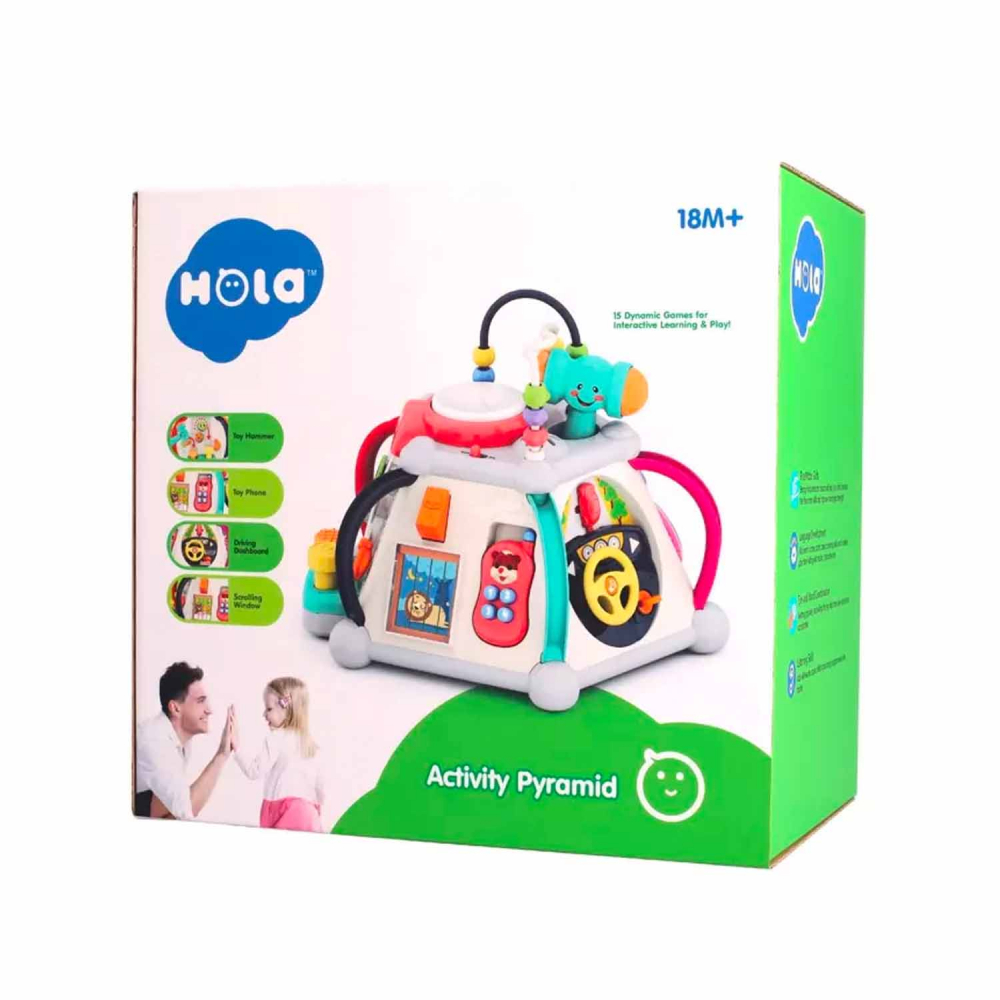 Jucarie Interactiva si Educativa cu Sunete si Lumini pentru Bebelusi - Super Cubul  Magic  - Multiple Activitati , 6 Zone de Joaca, Labirint, Tabla de Colorat, Pian, Sunete de Animale , Multicolor [2]