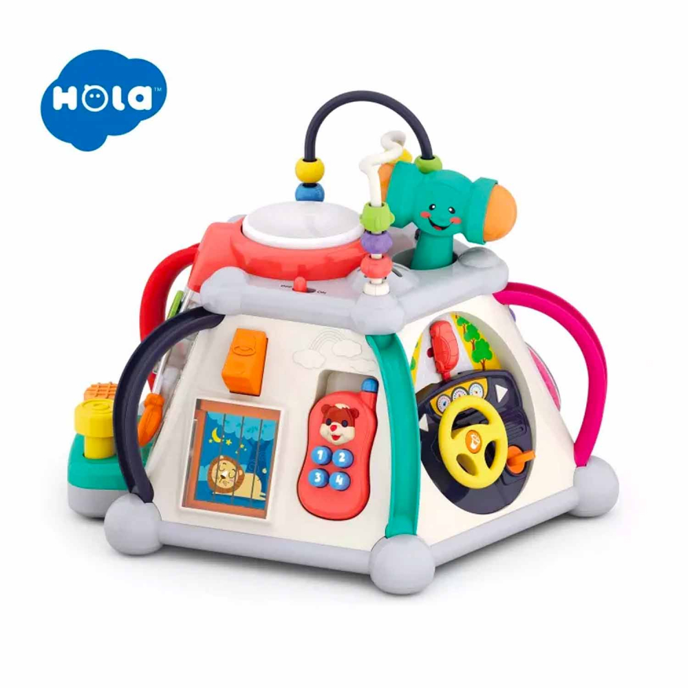 Jucarie Interactiva si Educativa cu Sunete si Lumini pentru Bebelusi - Super Cubul  Magic  - Multiple Activitati , 6 Zone de Joaca, Labirint, Tabla de Colorat, Pian, Sunete de Animale , Multicolor [3]