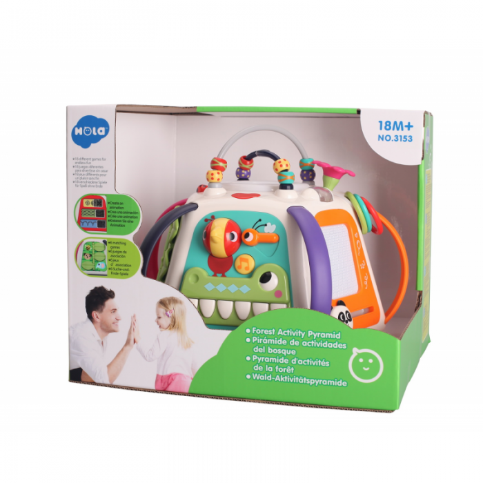 Jucarie Interactiva si Educativa cu Sunete si Lumini pentru Bebelusi - Super Cubul  Magic  - Multiple Activitati , 6 Zone de Joaca, Labirint, Tabla de Colorat, Pian, Sunete de Animale , Multicolor [10]