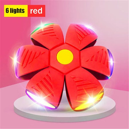 Jucarie Minge Magica, UFO FlyBall™ cu 6 LED-uri, tip OZN pentru joaca in Familie sau cu Animale Domestice -Rosu [3]