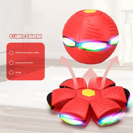 Jucarie Minge Magica, UFO FlyBall™ cu 6 LED-uri, tip OZN pentru joaca in Familie sau cu Animale Domestice -Rosu [4]