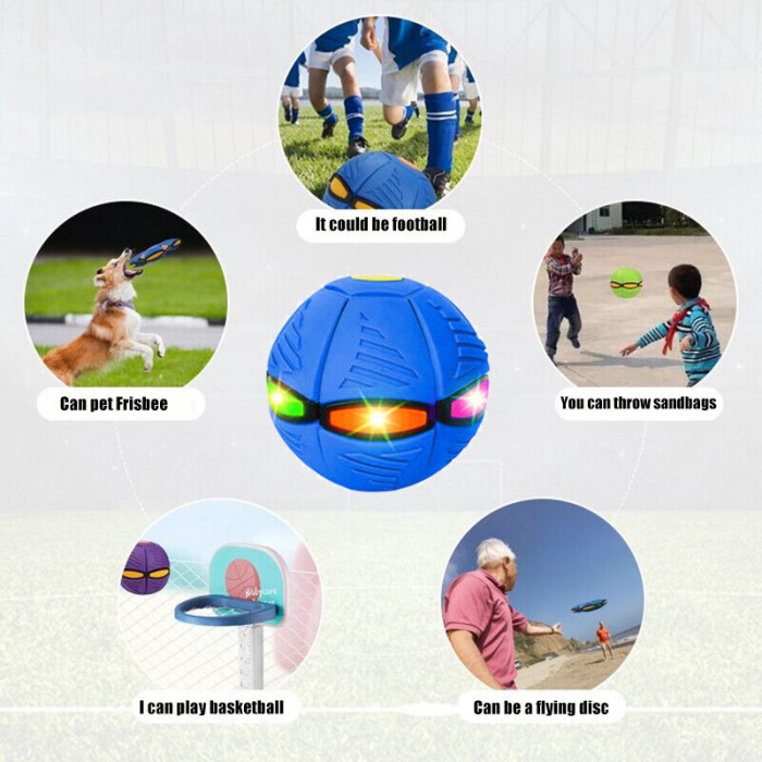 Jucarie Mingea Magica, UFO FlyBall™ cu 6 LED-uri, tip OZN pentru joaca in Familie  sau cu Animale Domestice -Albastru [7]