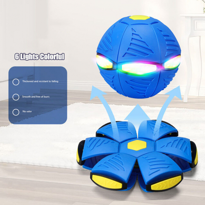 Jucarie Mingea Magica, UFO FlyBall™ cu 6 LED-uri, tip OZN pentru joaca in Familie  sau cu Animale Domestice -Albastru [4]