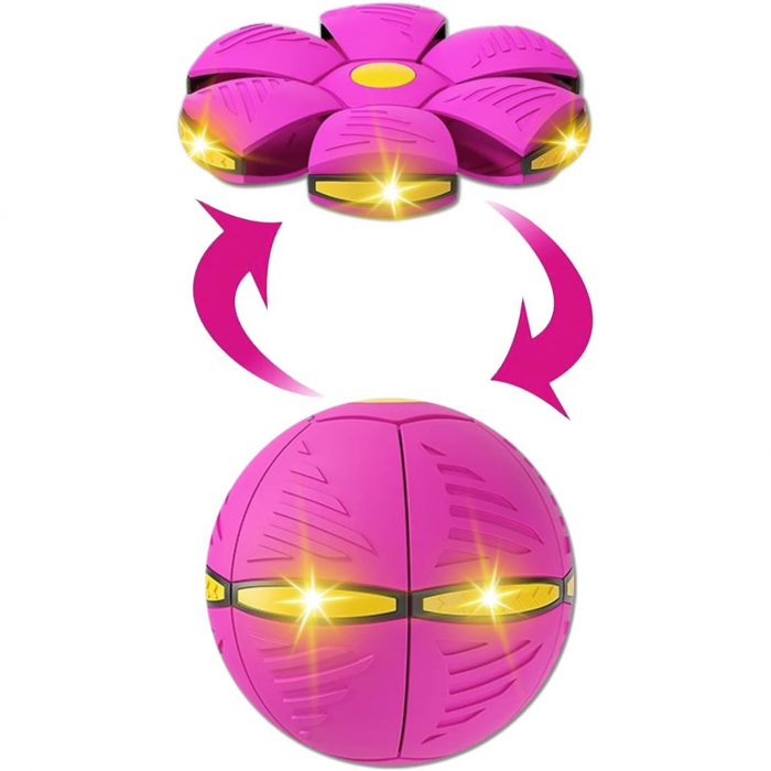 Jucarie Mingea Magica, Ufo FlyBall™ cu 6 LED-uri, tip Ozn pentru joaca in Familie sau cu Animale Domestice - Mov [3]