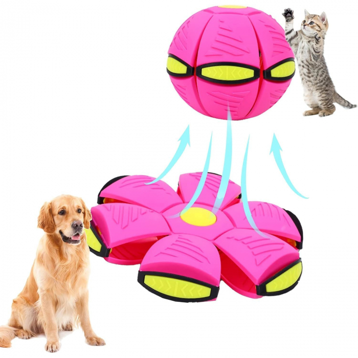 Jucarie Mingea Magica, Ufo FlyBall™ cu 6 LED-uri, tip Ozn pentru joaca in Familie sau cu Animale Domestice - Mov [6]