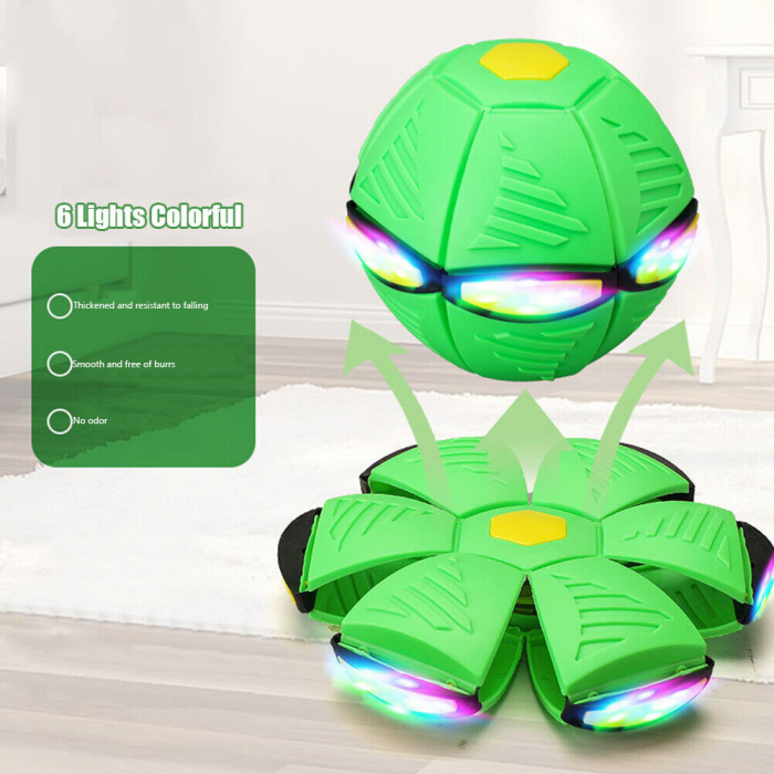 Jucarie Mingea Magica, UFO FlyBall™ cu 6 LED-uri, tip OZN pentru joaca in Familie sau cu Animale Domestice - Verde [4]