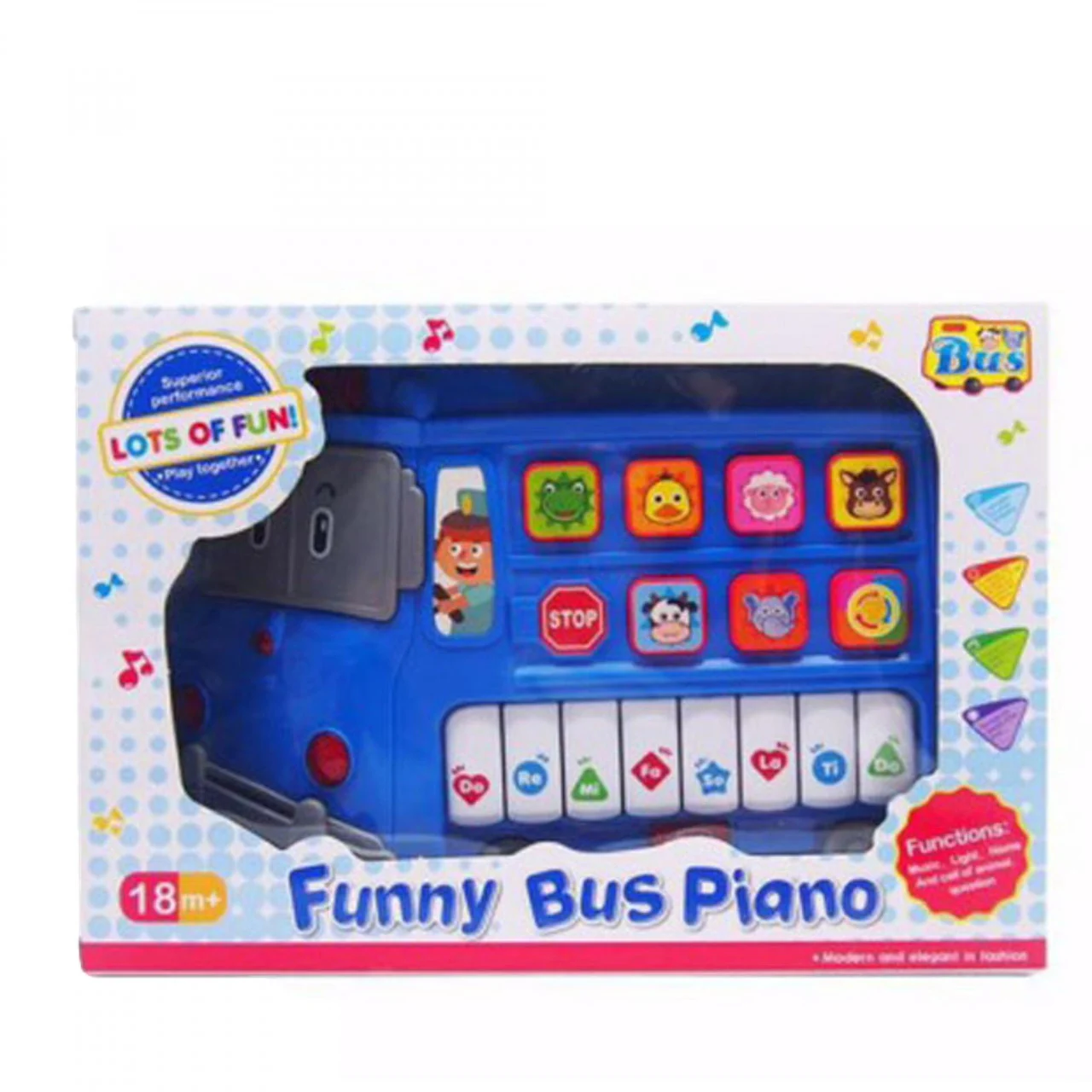 Jucarie Muzicala Educativa, Autobuz Scolar Interactiv pentru Bebelusi cu Lumini si Sunete de Animalute, Albastru [6]